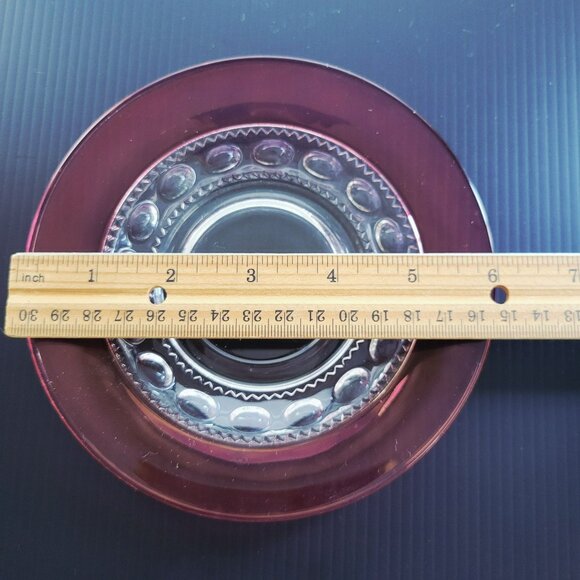 Vintage Tiffin King's Crown Cup & Saucer, 2 SETS, Cranberry & Clear c1950-65 USA - Picture 10 of 10